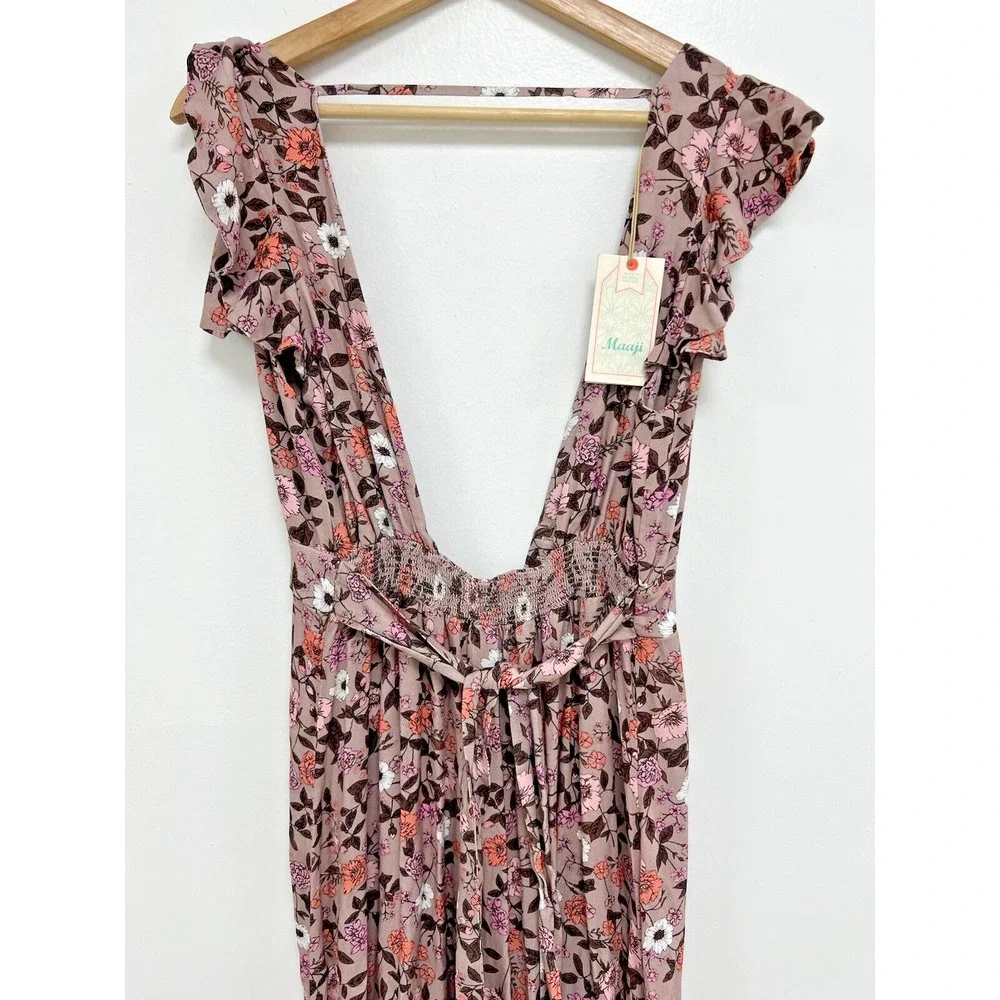 Maaji Ditsy Fortunata Long Cotton Linen Floral Dress Maxi Size M A000656 - Picture 4 of 12